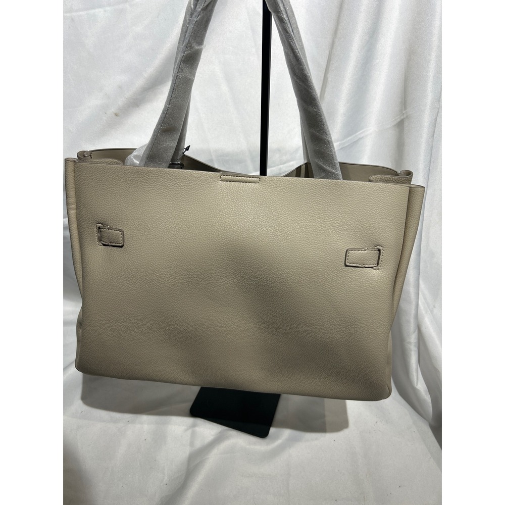 DKNY Beige‎ Pebbled Leather Tote Bag Silver Hardware NWT - Picture 3 of 8